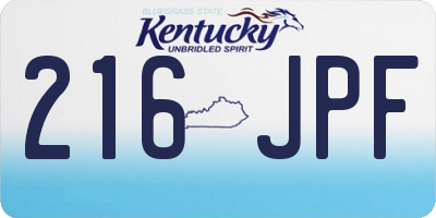 KY license plate 216JPF