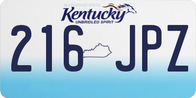 KY license plate 216JPZ