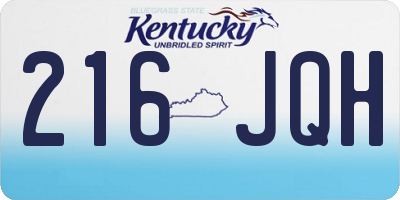 KY license plate 216JQH