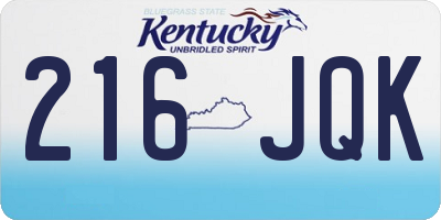 KY license plate 216JQK