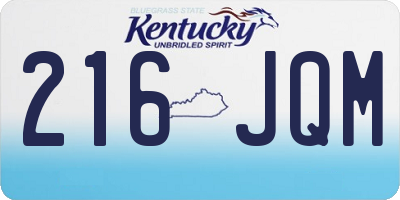 KY license plate 216JQM