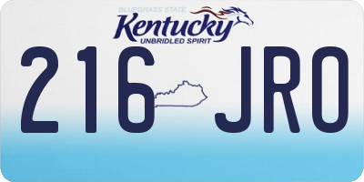 KY license plate 216JRO