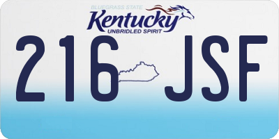 KY license plate 216JSF