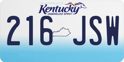 KY license plate 216JSW