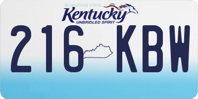 KY license plate 216KBW