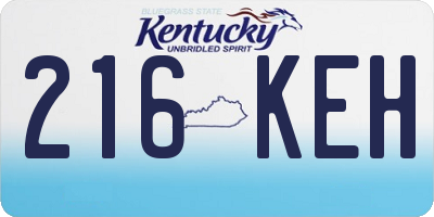 KY license plate 216KEH