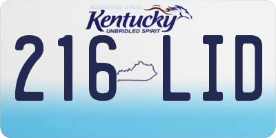 KY license plate 216LID