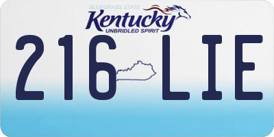 KY license plate 216LIE