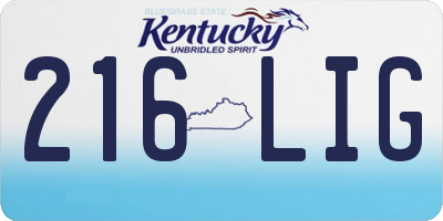 KY license plate 216LIG