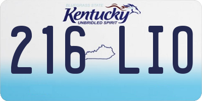KY license plate 216LIO