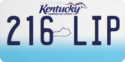 KY license plate 216LIP