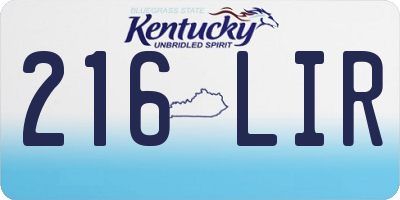 KY license plate 216LIR