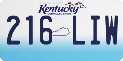 KY license plate 216LIW