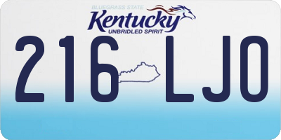 KY license plate 216LJO