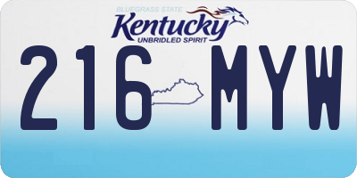 KY license plate 216MYW