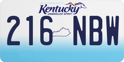KY license plate 216NBW
