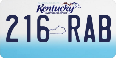KY license plate 216RAB