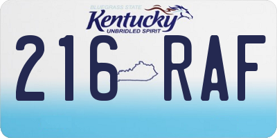 KY license plate 216RAF