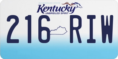 KY license plate 216RIW