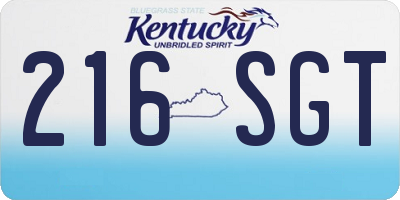 KY license plate 216SGT