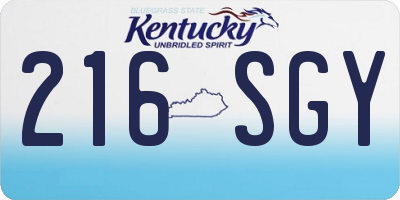 KY license plate 216SGY