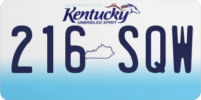 KY license plate 216SQW