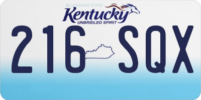 KY license plate 216SQX