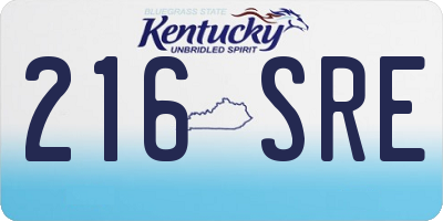 KY license plate 216SRE