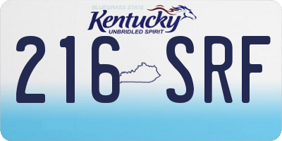 KY license plate 216SRF