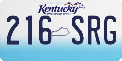 KY license plate 216SRG