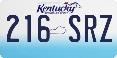 KY license plate 216SRZ