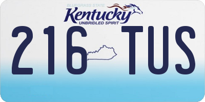 KY license plate 216TUS
