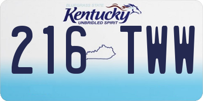 KY license plate 216TWW