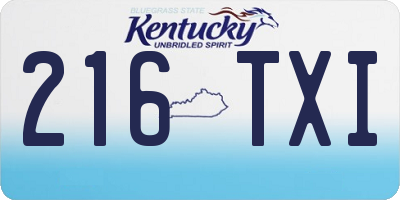 KY license plate 216TXI