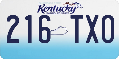 KY license plate 216TXO