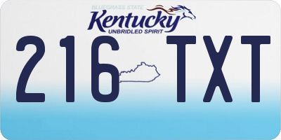 KY license plate 216TXT