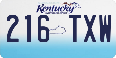 KY license plate 216TXW