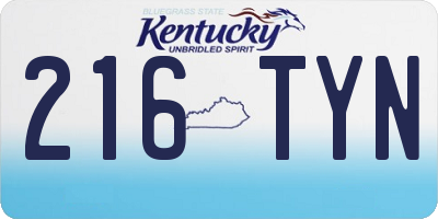 KY license plate 216TYN