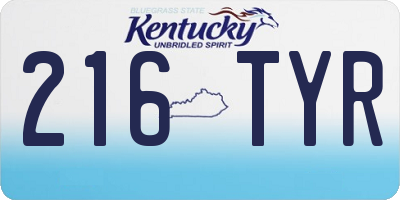 KY license plate 216TYR