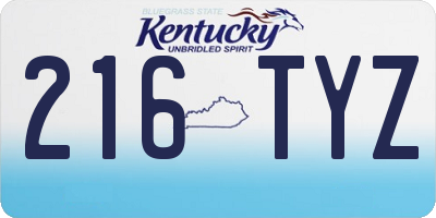 KY license plate 216TYZ