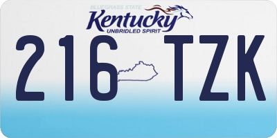 KY license plate 216TZK