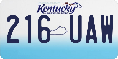 KY license plate 216UAW