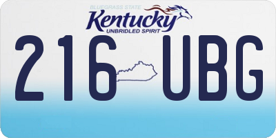 KY license plate 216UBG