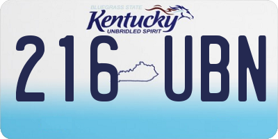 KY license plate 216UBN