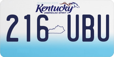KY license plate 216UBU