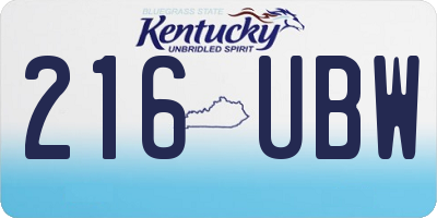 KY license plate 216UBW