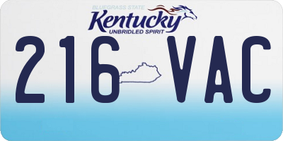 KY license plate 216VAC