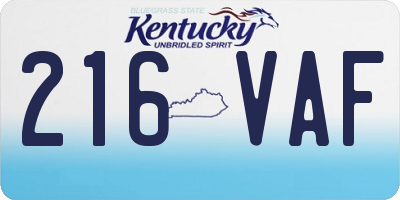 KY license plate 216VAF