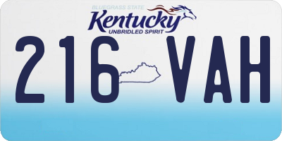 KY license plate 216VAH