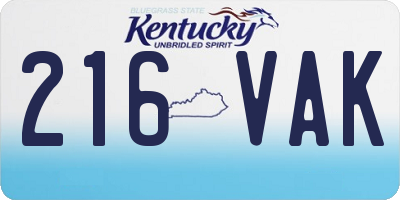 KY license plate 216VAK